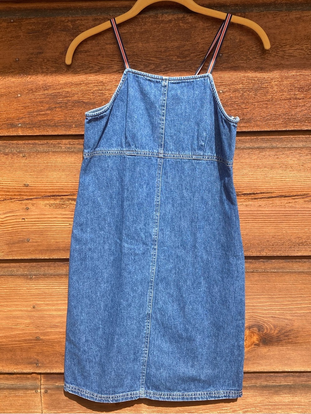 Vintage Denim Jumper Dress American Eagle Outfitters Striped Straps